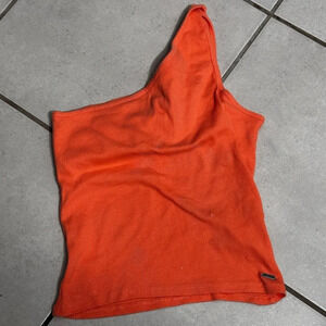 Hollister Women Orange Tube Ribbed‎ One Shoulder Top Size Small.